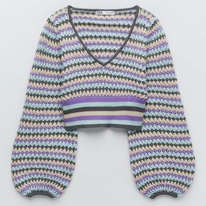 Zara Cropped Knit Sweater not available